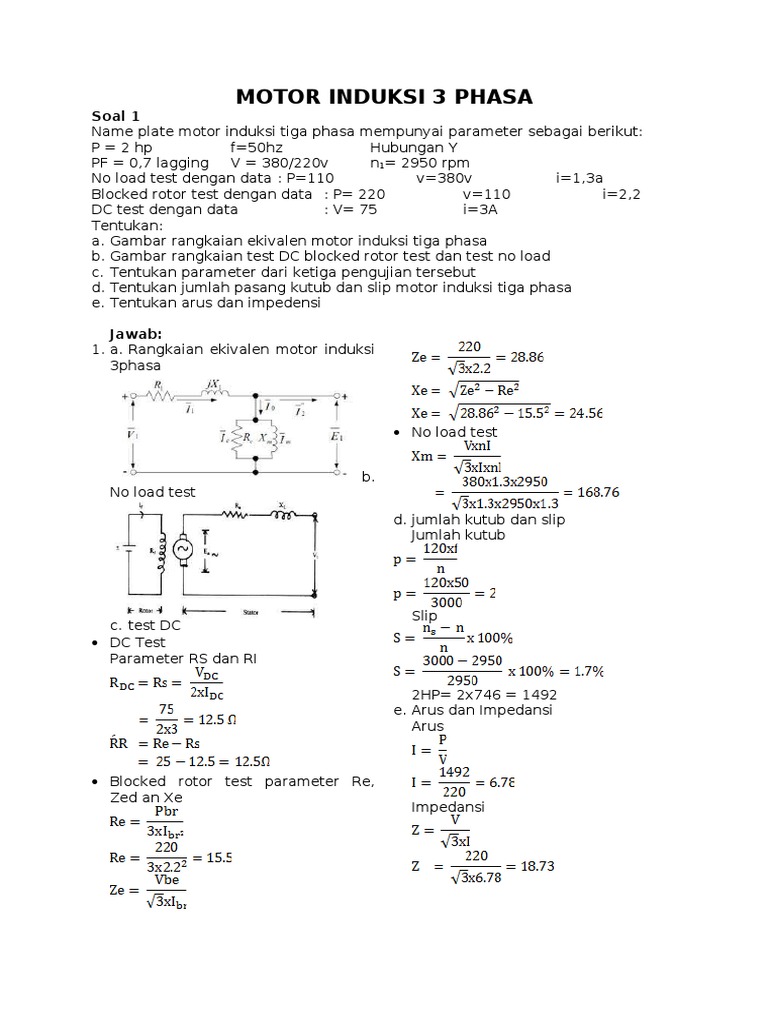Soal Motor Induksi 3 Phasa