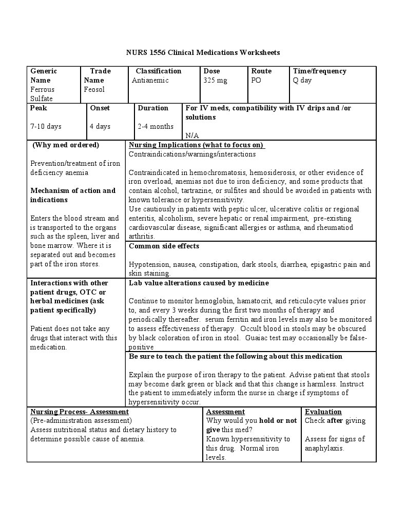 Drug Ferrous Sulfate PDF Anemia Health Sciences