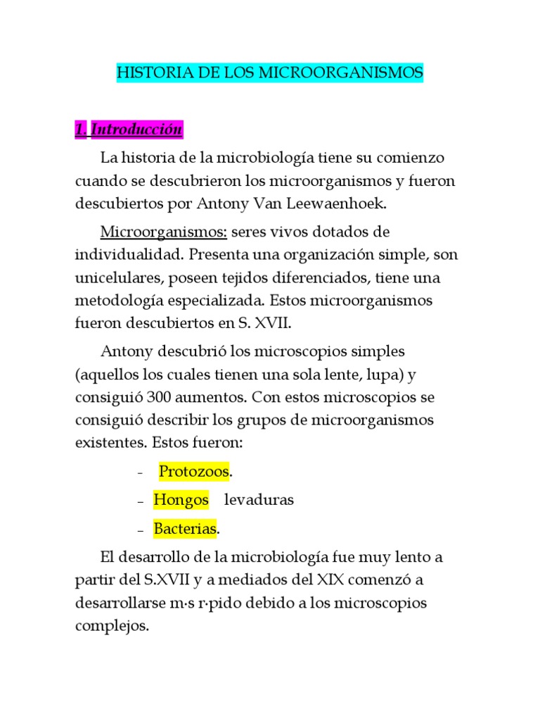 Historia de los Microorganismos | PDF | Procariota | Las bacterias