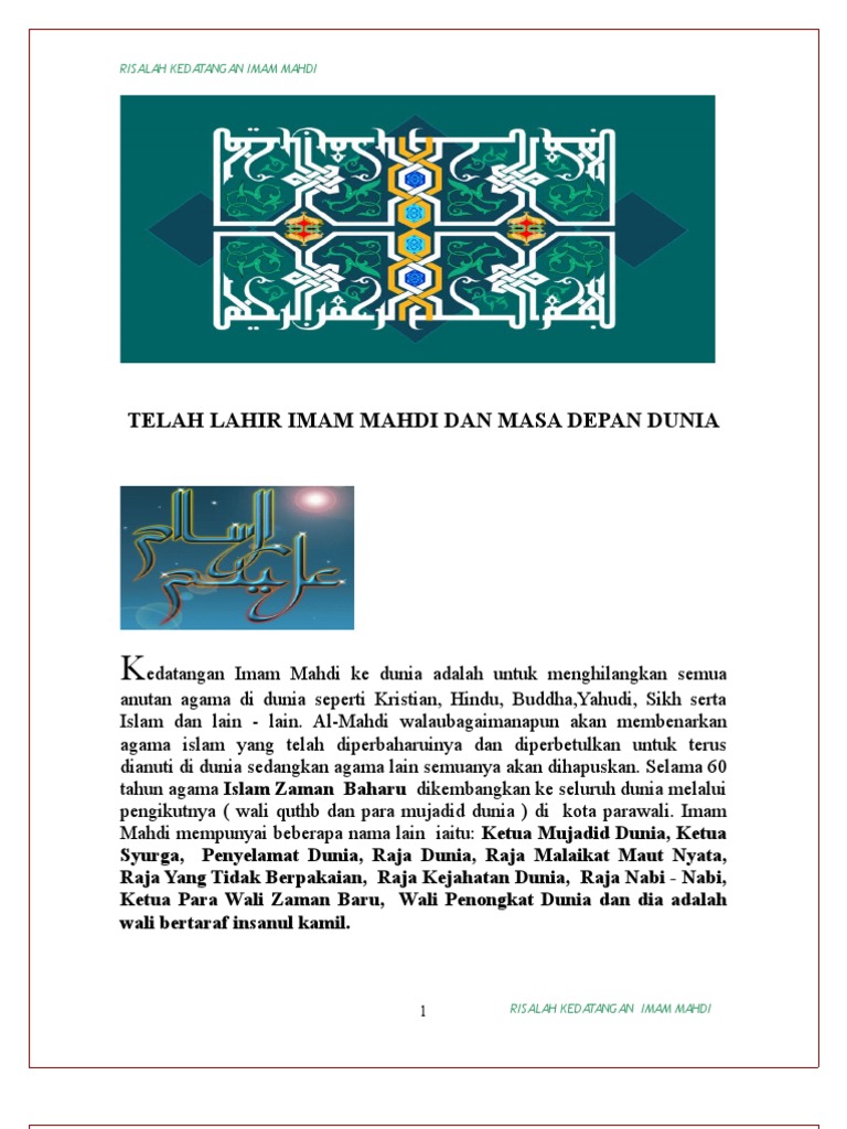Risalah Kedatangan Imam Mahdi Pdf