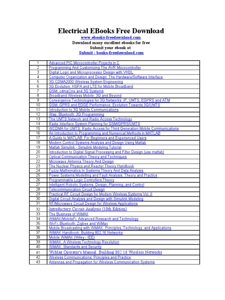 Electrical eBooks Free Download 3 G Electrical Engineering