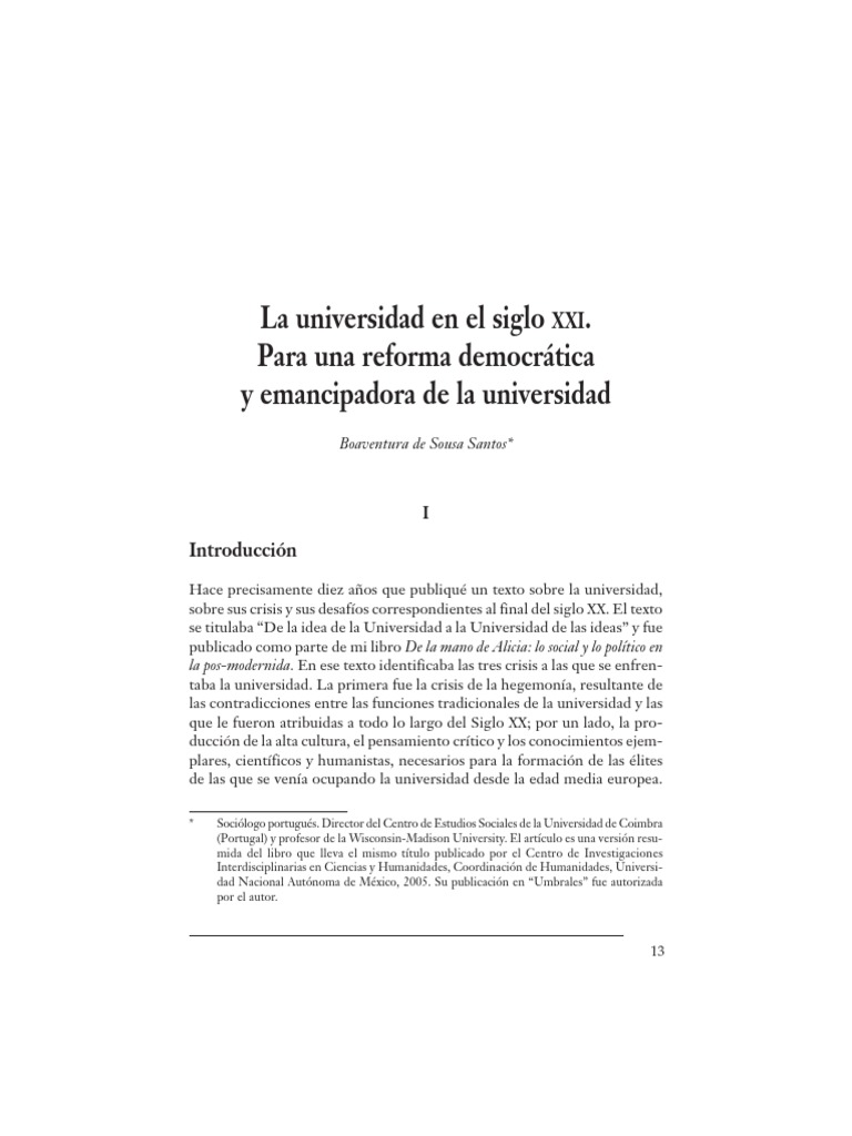 La Universidad en El Siglo XXI | PDF | Globalización | Conocimiento