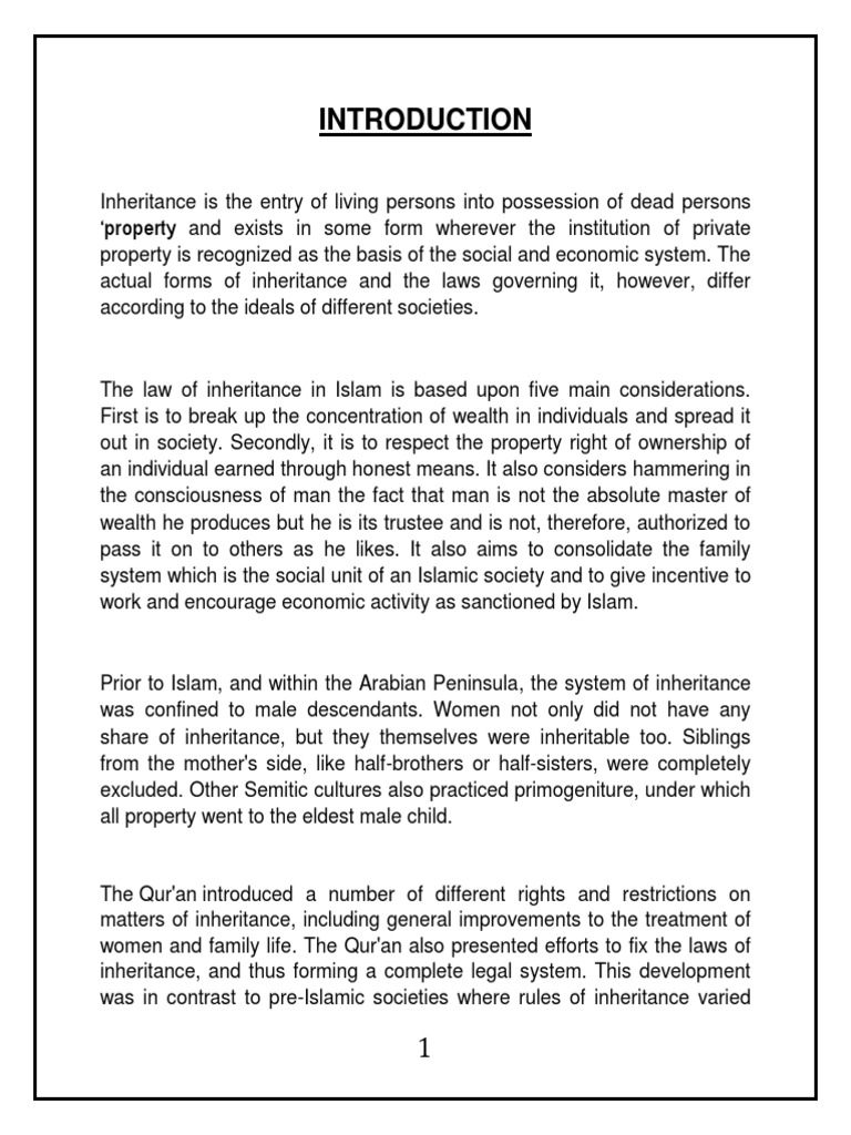 Islamic Inheritance Law Overview | PDF | Inheritance | Sunni Islam