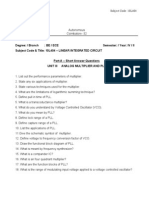 Degree: / Branch: BE / ECE Semester: / Year: IV / II Subject Code & Title: 10L404 - LINEAR INTEGRATED CIRCUIT