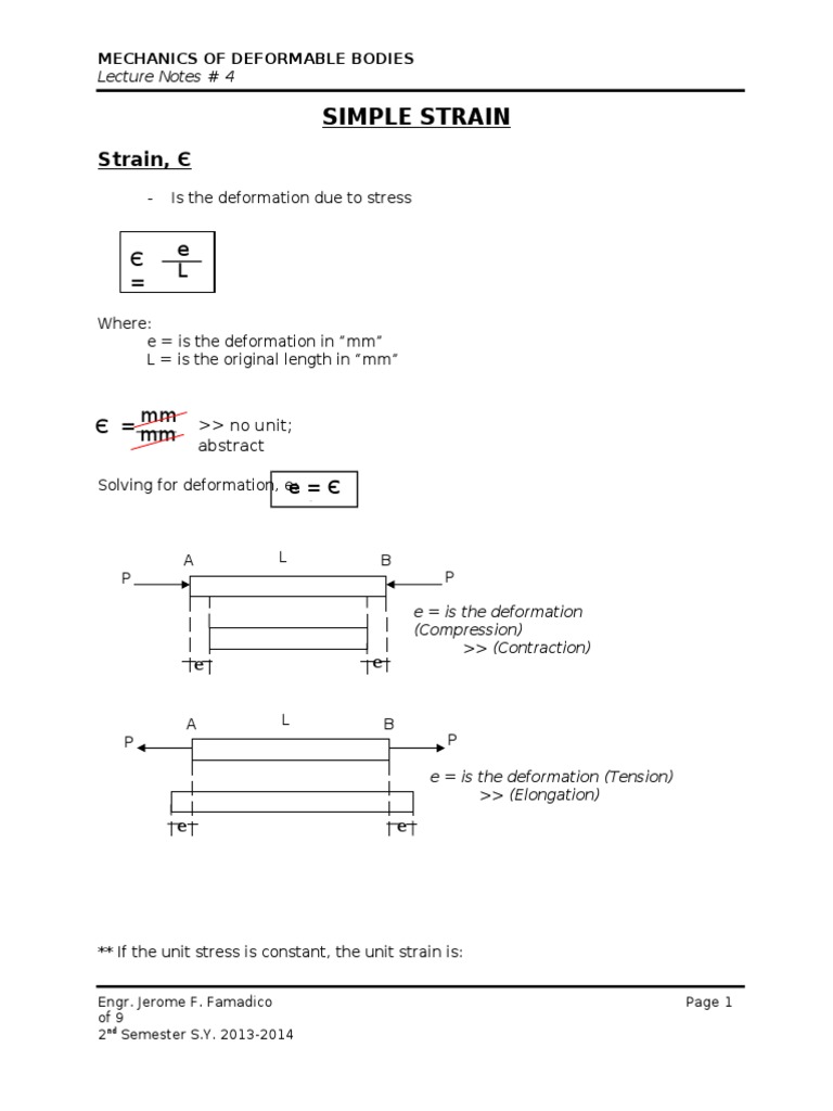 MDB Lecture Simple Strain | PDF | Deformation (Engineering ...