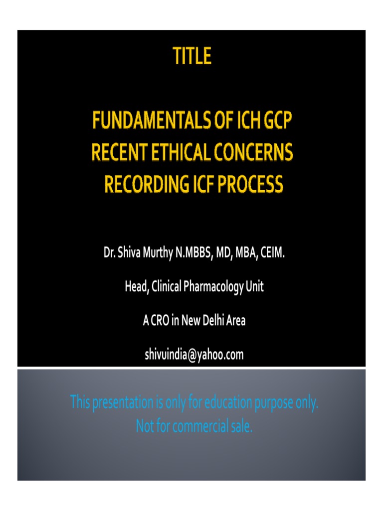 Fundamentals of ICH GCP Principles | PDF | Institutional Review Board ...
