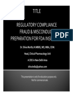 Regulatory Compliance, Fraud and Misconduct, FDA Inspection Preparation.