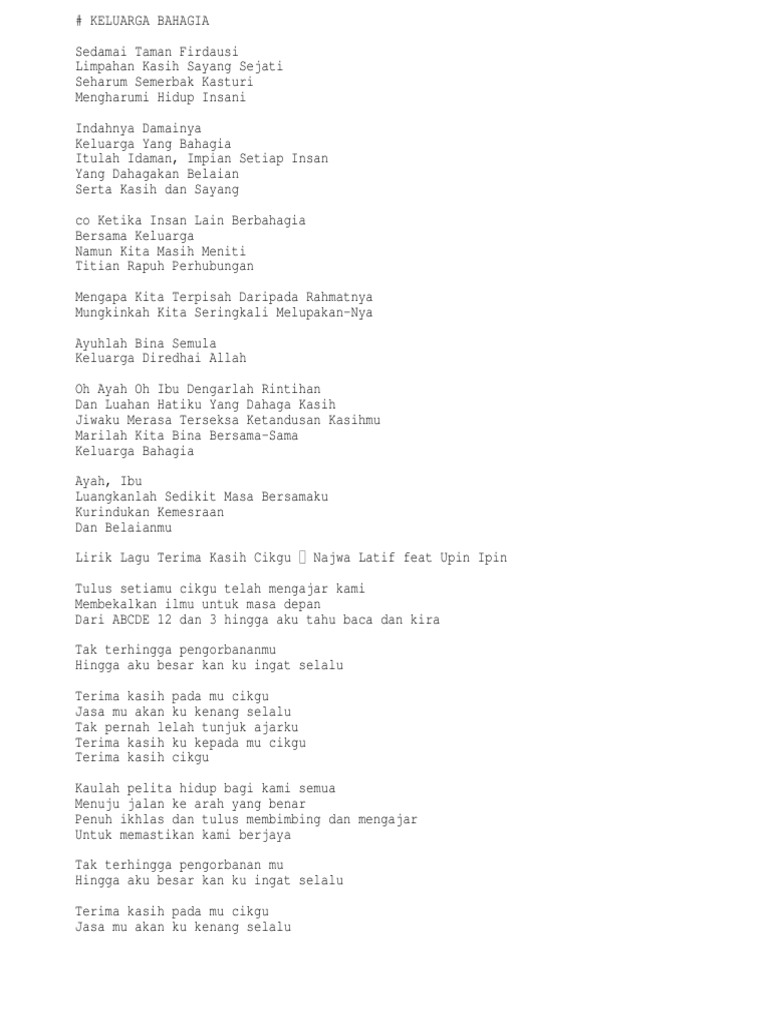 Lirik Keluarga Bahagia Pdf