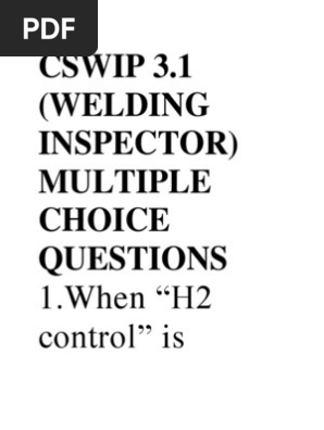 Cswip 3 1 Welding Inspector Multiple Choice Questions Pdf Welding Construction