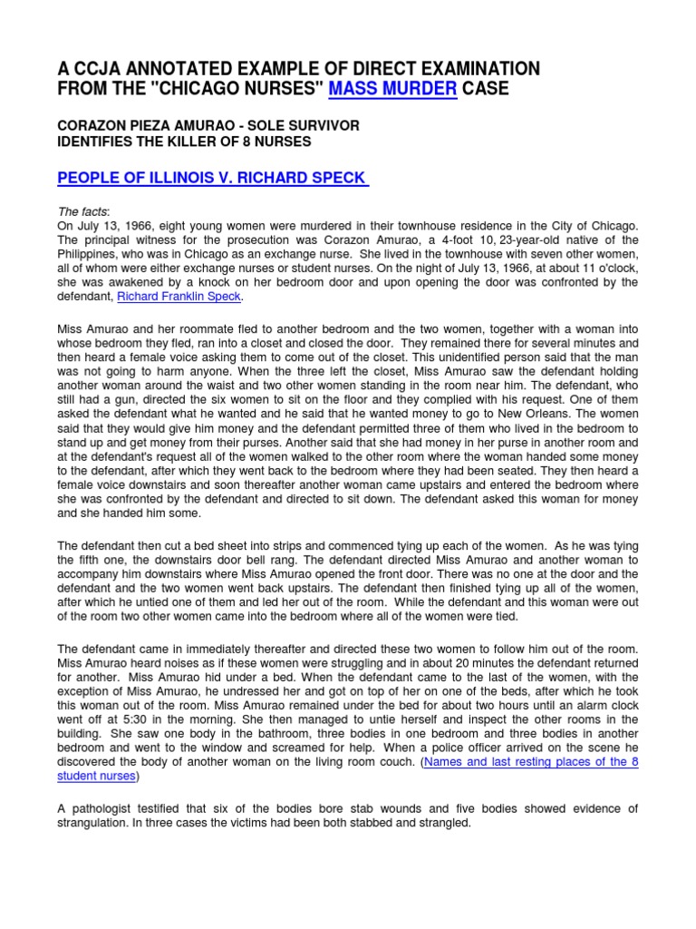 Corazon Amurao: Survivor of Speck Murders | PDF | Courtroom | Witness