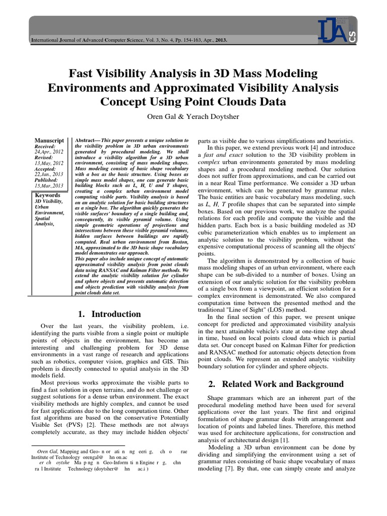 Fast Visibility Analysis in 3D Mass Modeling Environments and ...