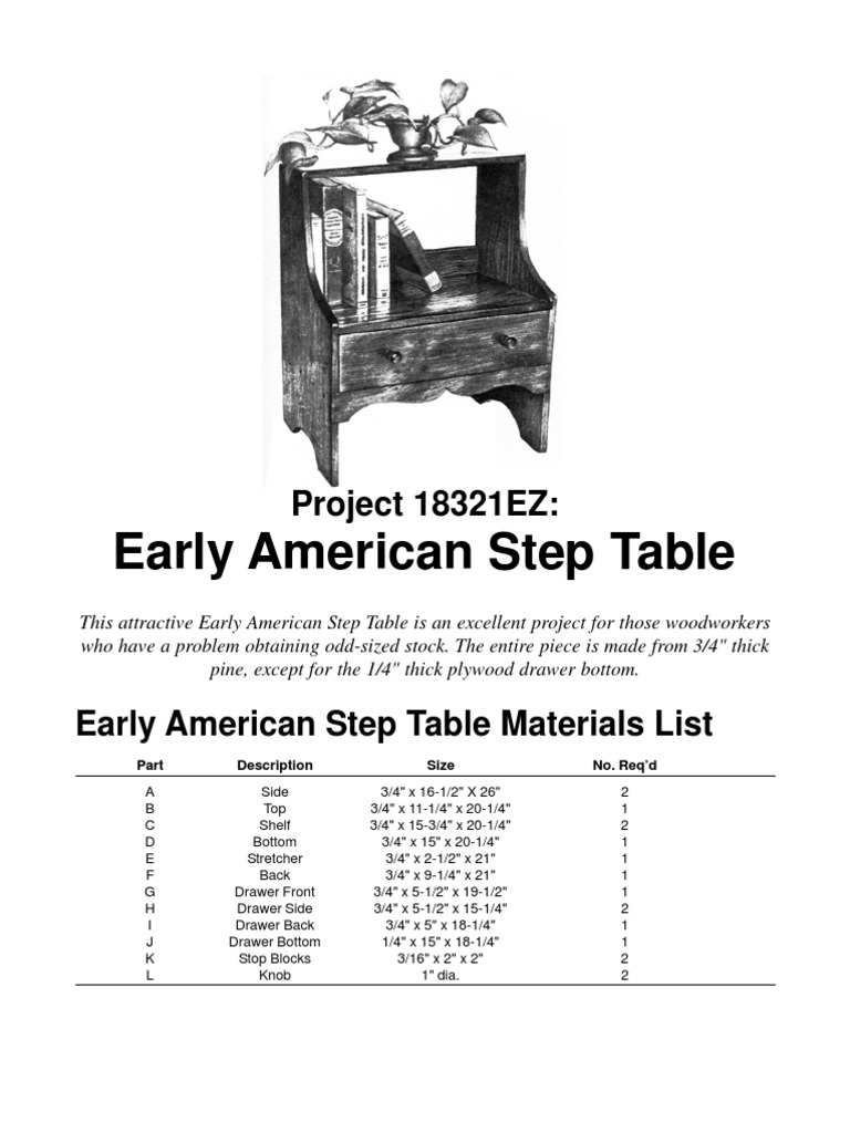 Early American Step Table Project Guide | PDF | Art Media | Building ...