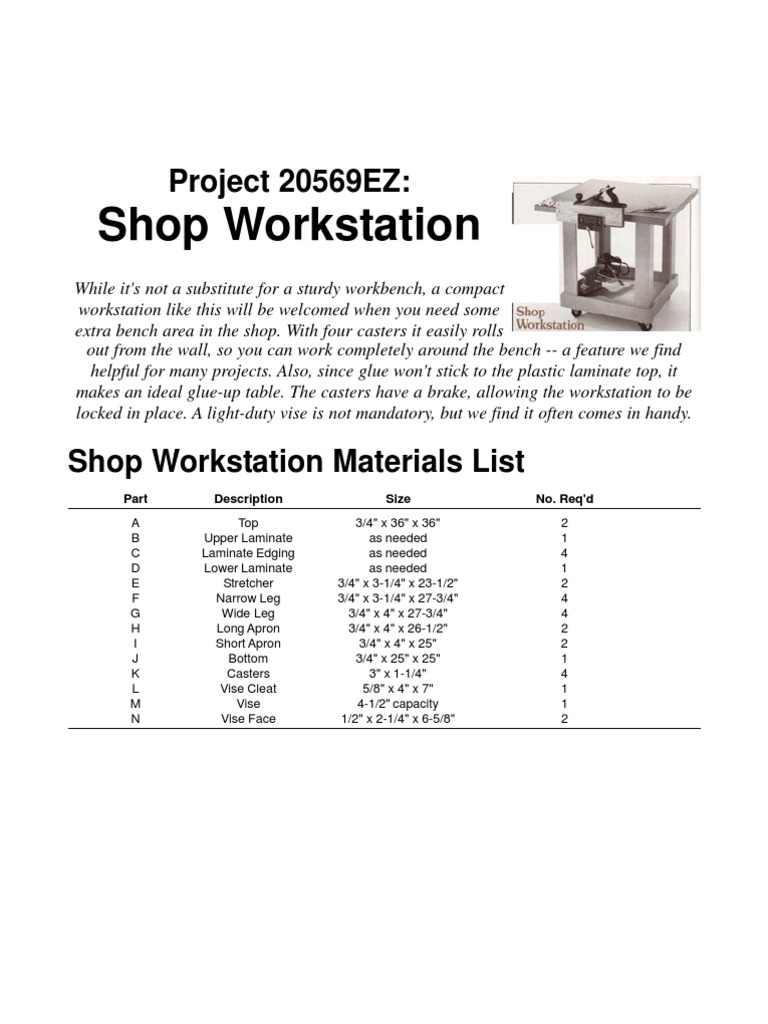 Compact Shop Workstation Plans | PDF | Adhesive | Building Engineering
