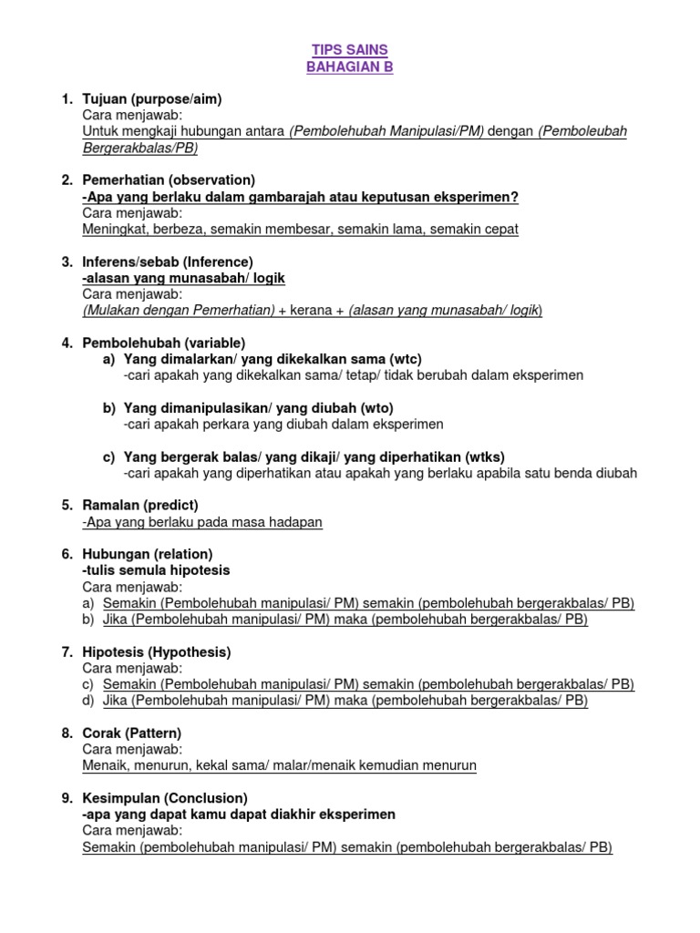 Tips Menjawab Soalan Sains Bahagian B Pdf
