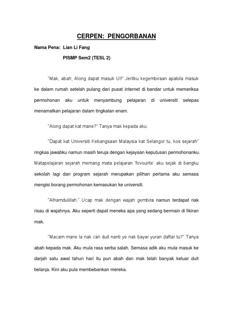 Cerpen Pengorbanan Joanne