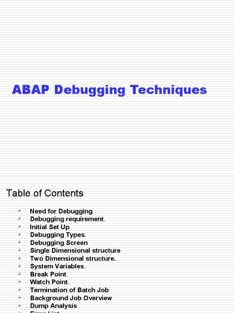 Abap Debugging Techniques Pdf Debugging Control Flow