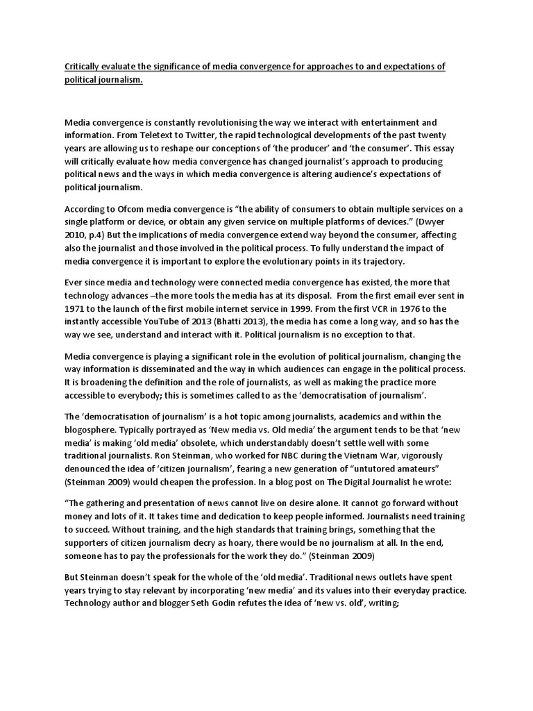 Impact of Media Convergence on Political Journalism | PDF ...