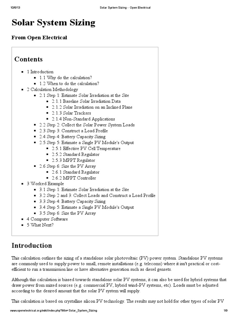 Solar PV System Sizing Guide | PDF | Photovoltaic System | Photovoltaics