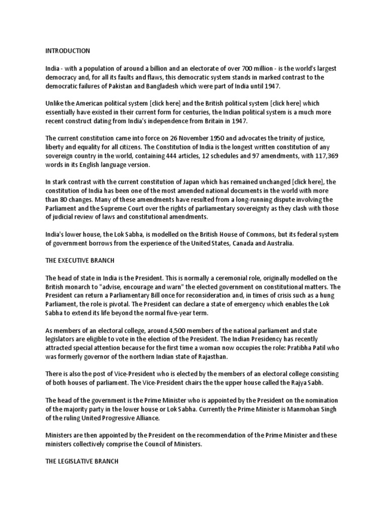 Overview of India's Political System | PDF | Indian National Congress ...