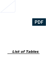 List of Tables