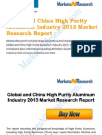 Global and China High Purity Aluminum Industry 2013 Market Size, Share, Growth & Forecast