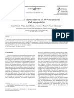 Synthesis and Characterization of Pvp-Encapsulated Zns Nanoparticles