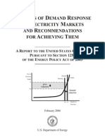 DOE Benefits of Demand Response in Electricity Markets and Recommendations for Achieving Them Report to Congress