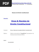 Direito Constitucional Dicas e Macetes Resumos Concursos