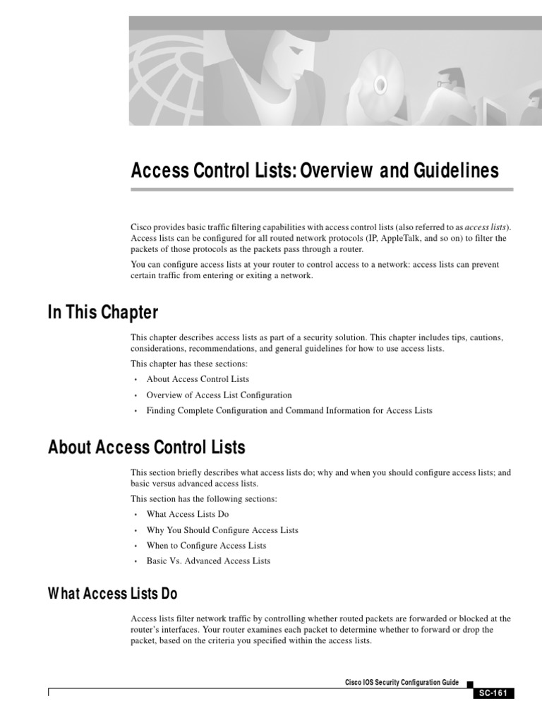 Access Control Lists Overview and Guidelines in This Chapter PDF