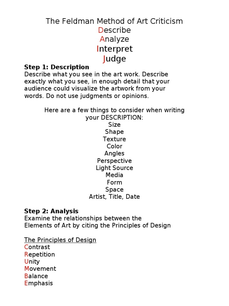 Art Critique Guide for Students | PDF