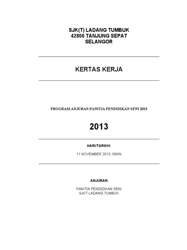 Kertas Kerja Program Seni
