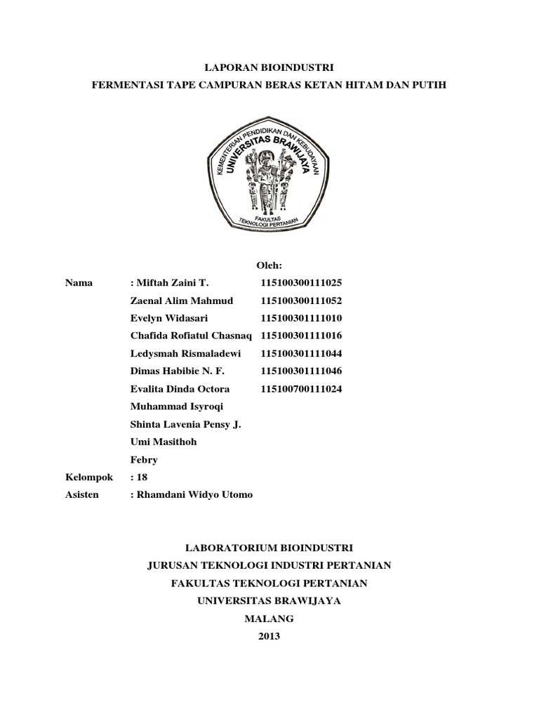 Laporan Pembuatan Tape Ketan Hitam Seputar Laporan