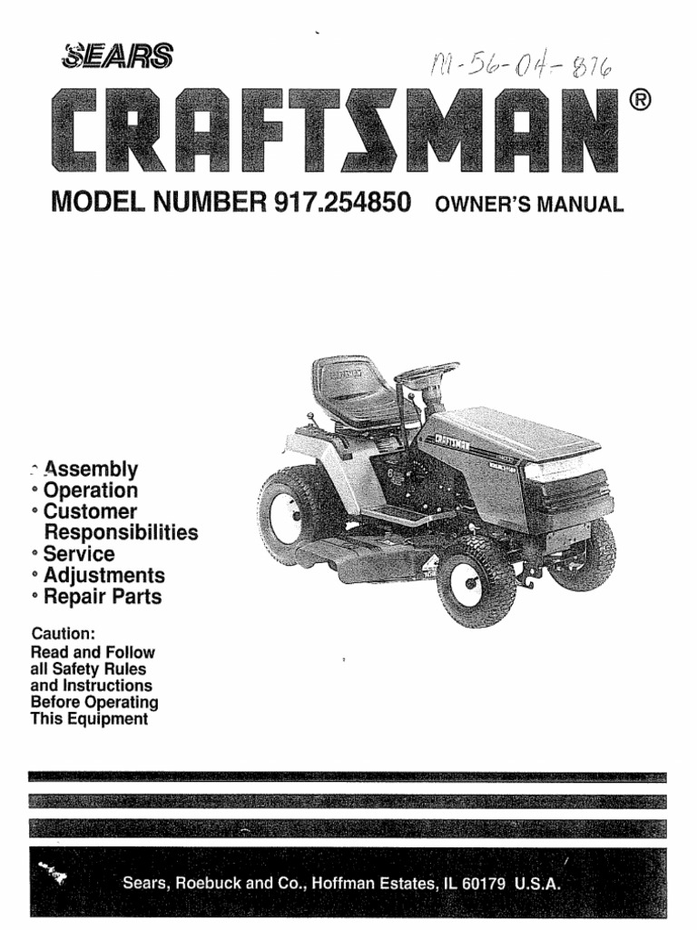 Craftsman Tractor 917.254850 Manual Tractor Clutch