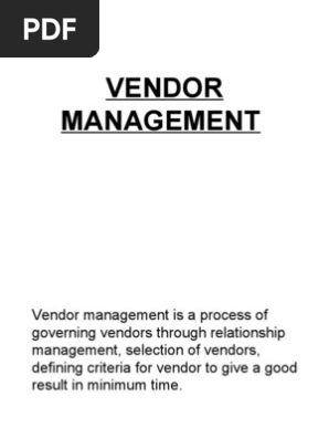 Vendor Management