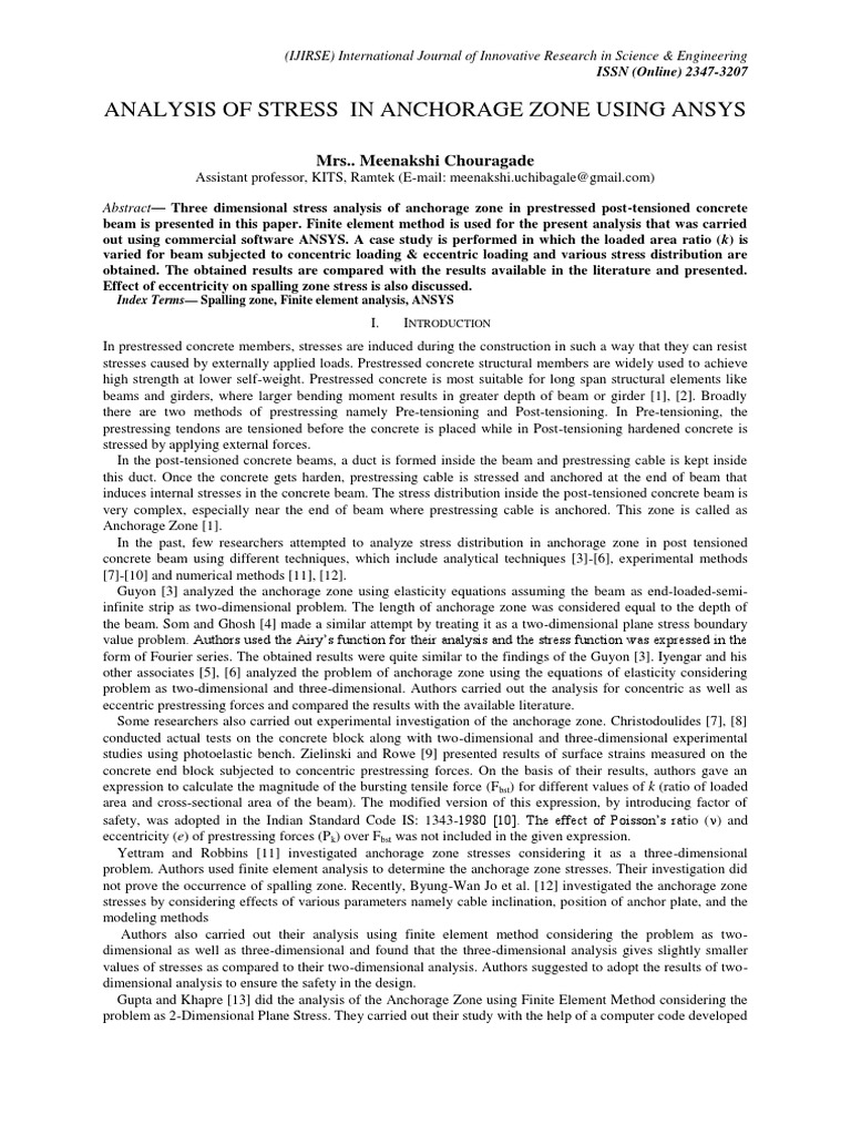 Stress Analysis in Anchorage Zone Using ANSYS | PDF | Prestressed ...