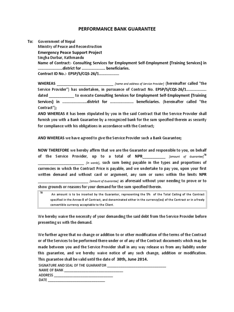 Advance Payment Bank Guarantee Details | PDF | Guarantee | Money