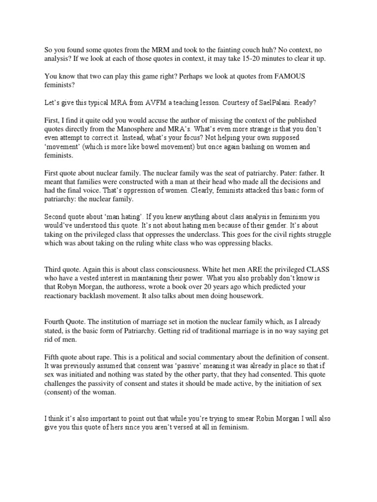 So You Found Some Quotes From The MRM and Took To The Fainting Couch