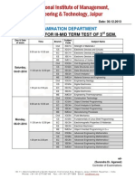 Exam Time Table for III MTT of III Sem Jan. 2014