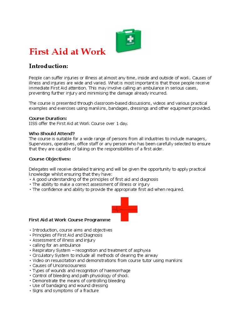 First Aid at Work Course Overview | PDF