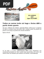 Todos os carros terão air bags e freios ABS a partir desta quarta