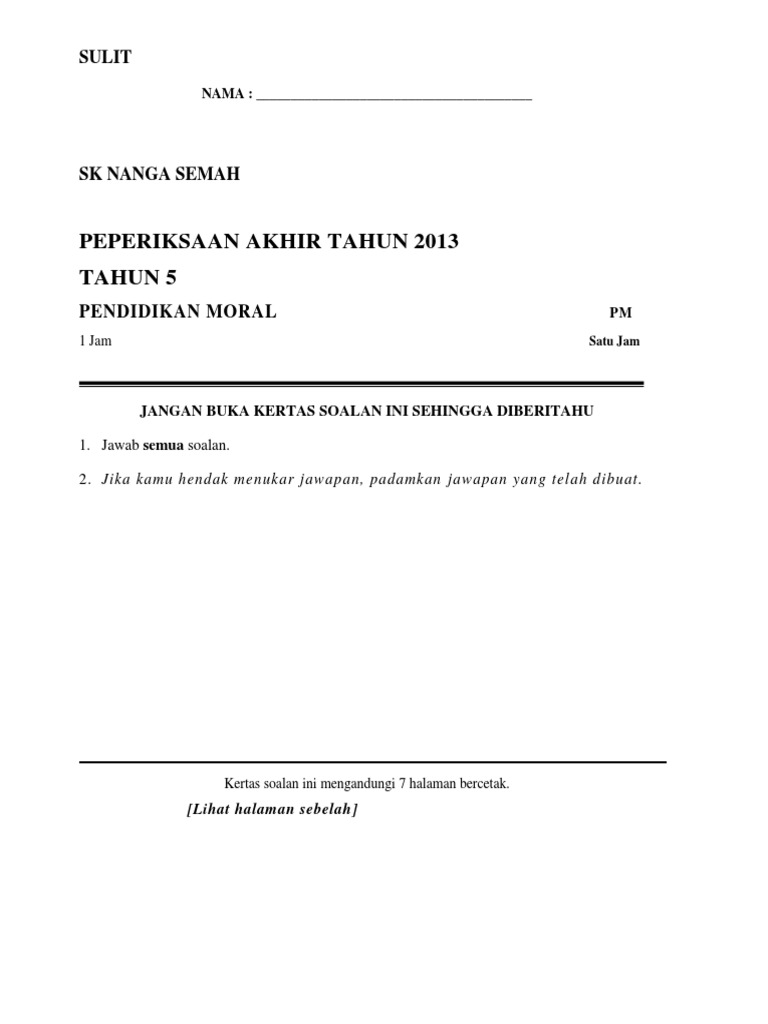 Soalan Tahun 5 Pdf