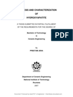 Synthesis and Characterization of Hydroxyapatite