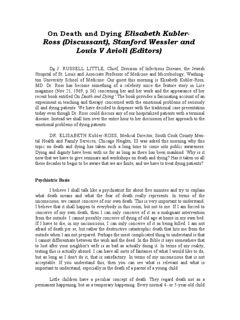 On Death and Dying | PDF | Grief | Patient