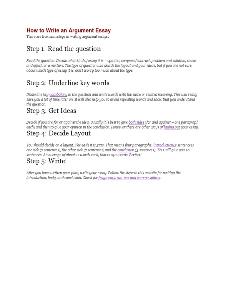 Steps to Write an Argument Essay | PDF | Language Arts & Discipline