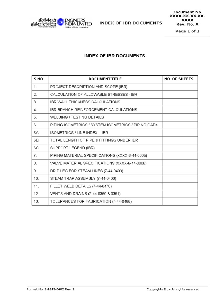 IBR Document Index Overview | PDF | Technology & Engineering