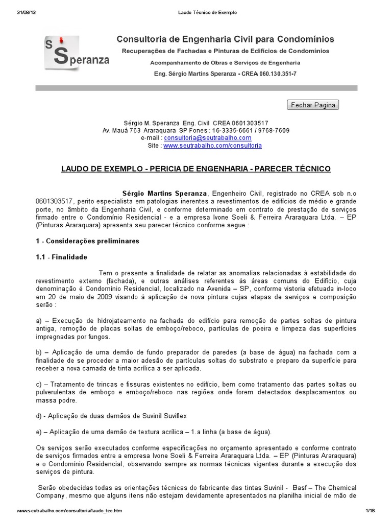 Laudo Técnico de Exemplo