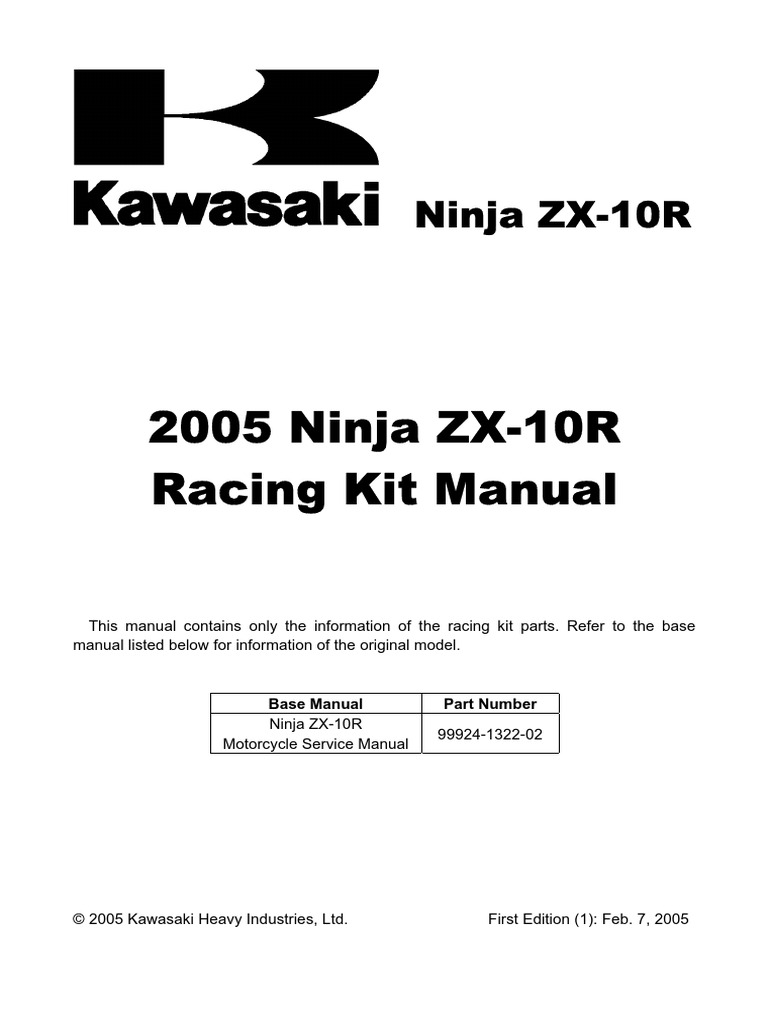 04 05 ZX10R Race Kit Manual | Piston | Clutch
