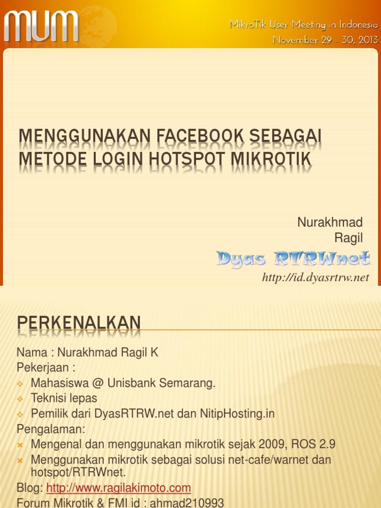 Menggunakan Facebook Sebagai Metode Login Hotspot Mikrotik