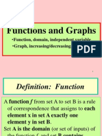 Functions and Graphs: - Function, Domain, Independent Variable - Graph, Increasing/decreasing, Even/odd