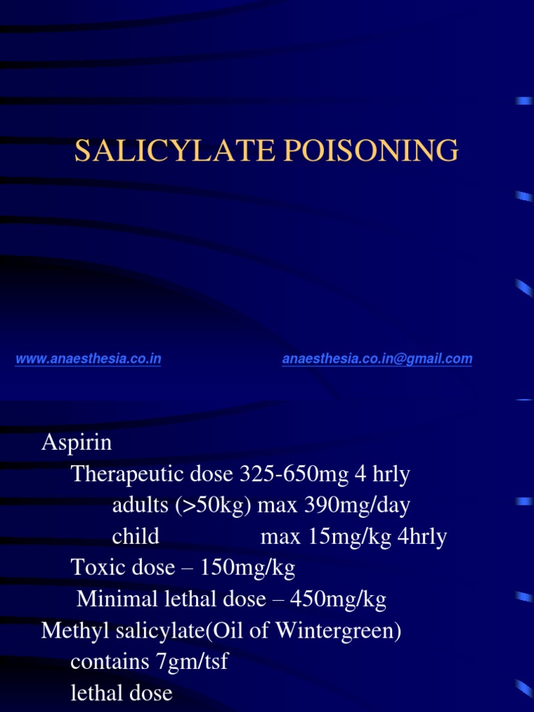 Salicylate Poisoning Aspirin Diseases And Disorders
